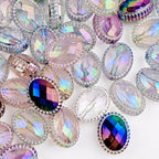 UV Plating Oval Faceted Acrylic Beads 20mm Magic Mirror 20pcs