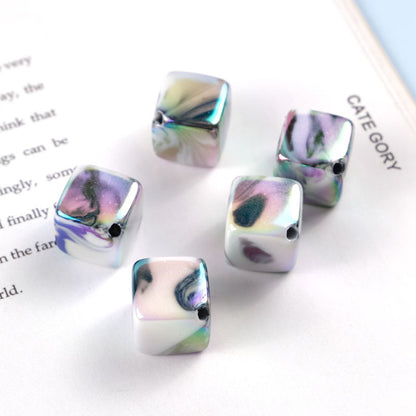 Plating Double Color Cloud Square Acrylic Beads 13.2mm 50pcs 5