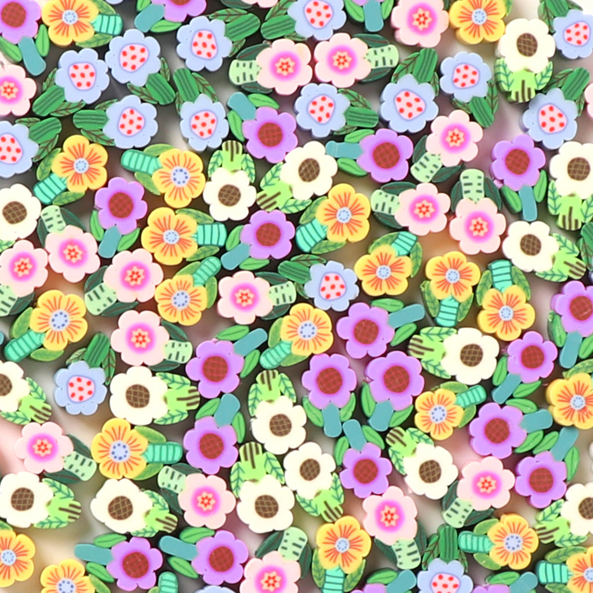 Flower Clay Beads 11mm Colored Pastel Polymer 100pcs 11