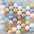 Bubblegum Beads 20mm Pastel Pink Blue Champagne Mix Chunky 50pcs