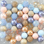 Bubblegum Beads 20mm Pastel Pink Blue Champagne Mix Chunky 50pcs
