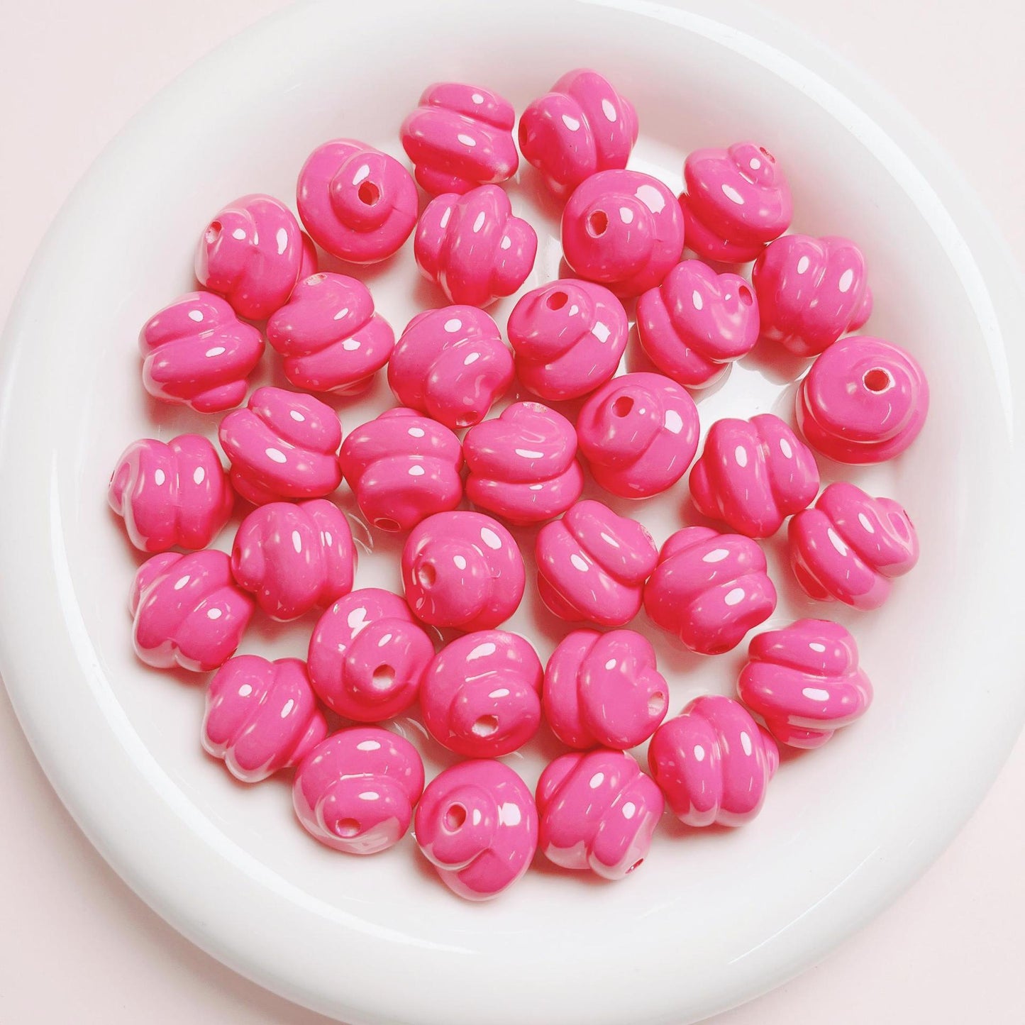 Painted Twisted Spiral Acrylic Beads 16mm Glossy Colorful 10pcs 14