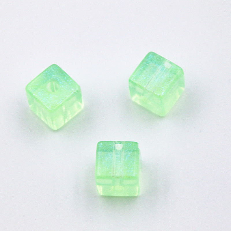 Glitter Square Acrylic Beads 12mm Transparent Pastel 20pcs 10