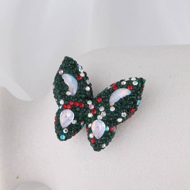 Polymer Clay Butterfly Rhinestone Beads 36mm Napal Style 2pcs 7