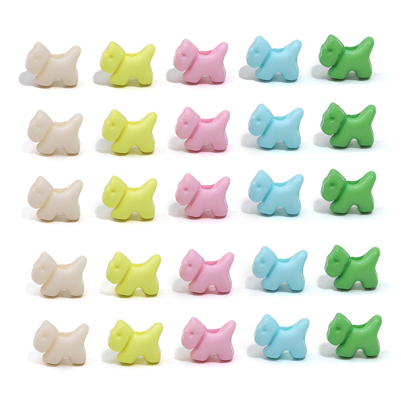 Solid Color Puppy Acrylic Beads 12mm Assorted Bright Pastel 100pcs