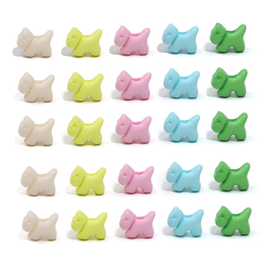 Solid Color Puppy Acrylic Beads 12mm Assorted Bright Pastel 100pcs