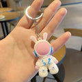 PVC Cartoon Space Bunny Keychain Astronaut Design Pastel Colors 6