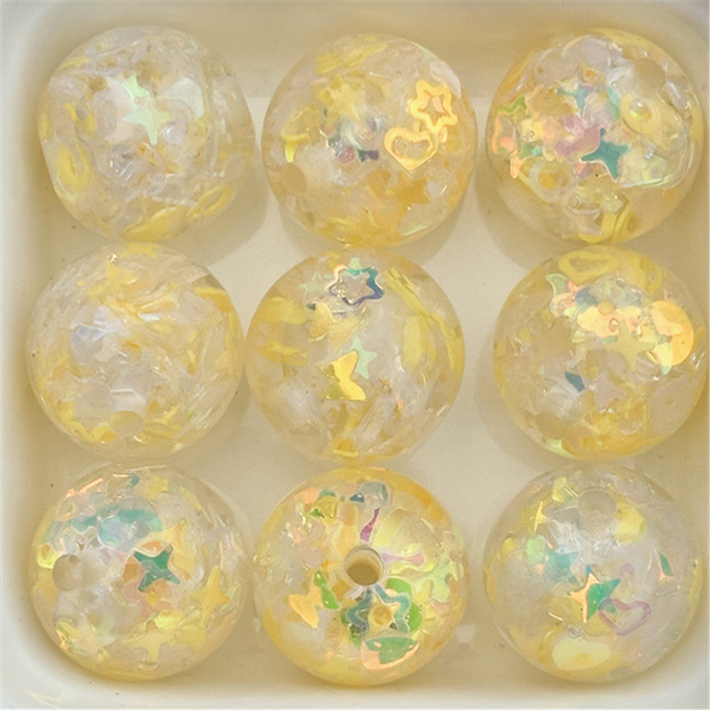 Snowflake Resin Beads 16mm Clear Sequin Filled Round 50pcs 10