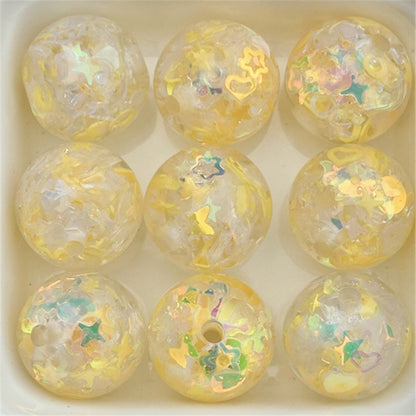 Snowflake Resin Beads 16mm Clear Sequin Filled Round 50pcs 10