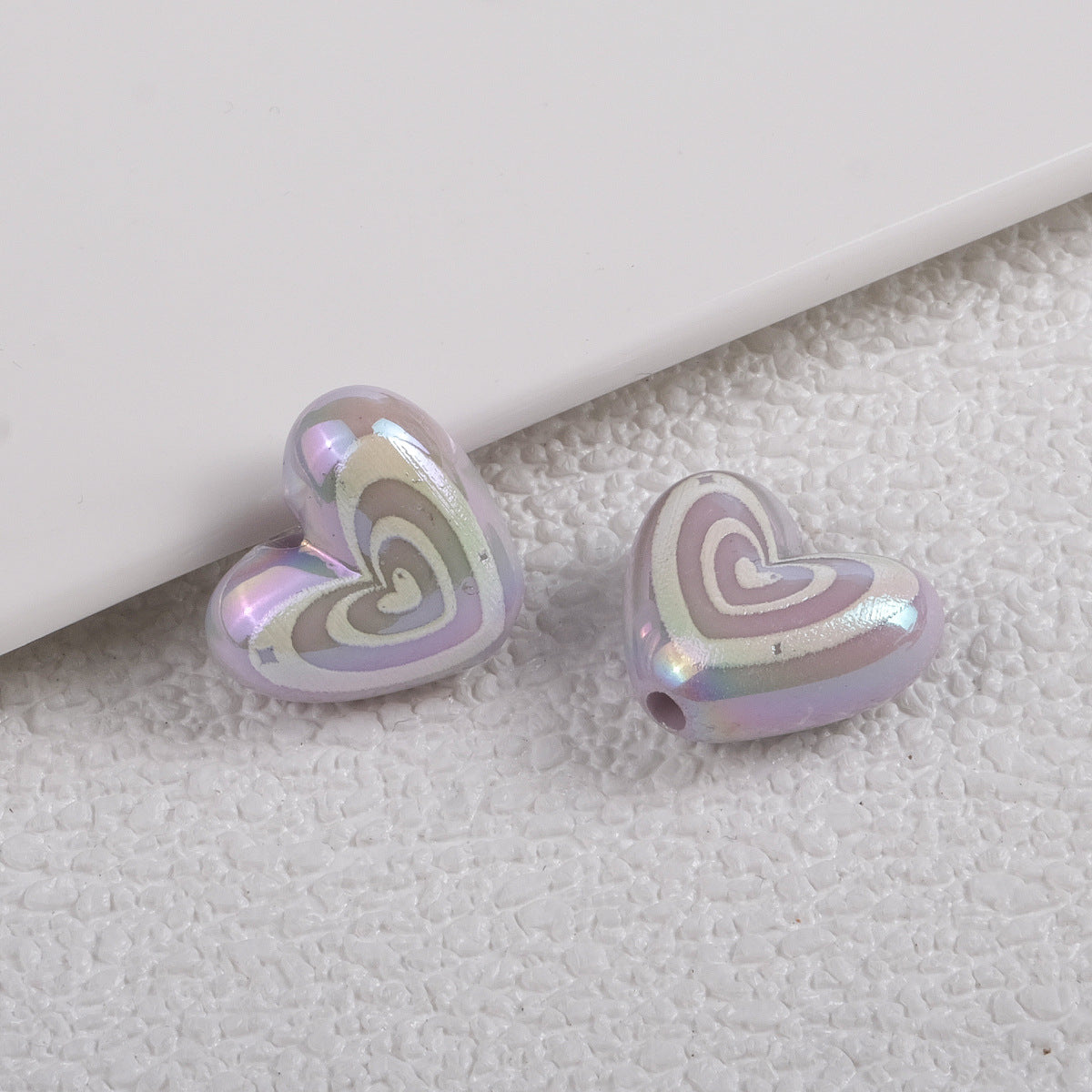 Plating Heart Acrylic Beads 18mm Spiral Pattern Glossy 50pcs 13