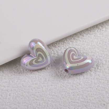 Plating Heart Acrylic Beads 18mm Spiral Pattern Glossy 50pcs 13