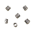 Flower Barrel Metal Beads 6mm Hollow Tibetan Silver Tone 2pcs 5