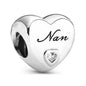 Heart Metal Beads Polished Silver Tone Large Hole 1pc 11