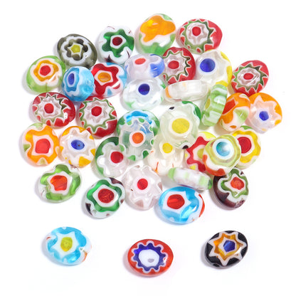 Multi Shaped Millefiori Glass Beads 7-11mm Colorful Glossy 20pcs 11