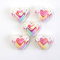 UV Plating Heart Acrylic Beads 17mm Two-Color ECG Pattern 50pcs 10