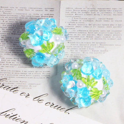 Embellished Bubblegum Beads 20mm Crystal Rose Polymer Clay 5pcs 8