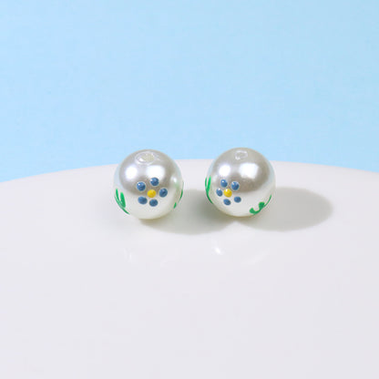 Hand Painted Acrylic Beads 12mm Enamel Cartoon Motifs 10pcs 14