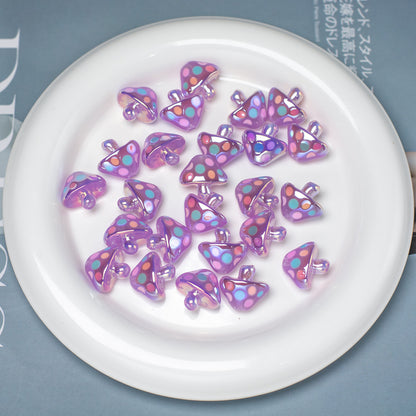Glow In The Dark Mushroom Resin Beads 17mm Polka Dotted 20pcs 10