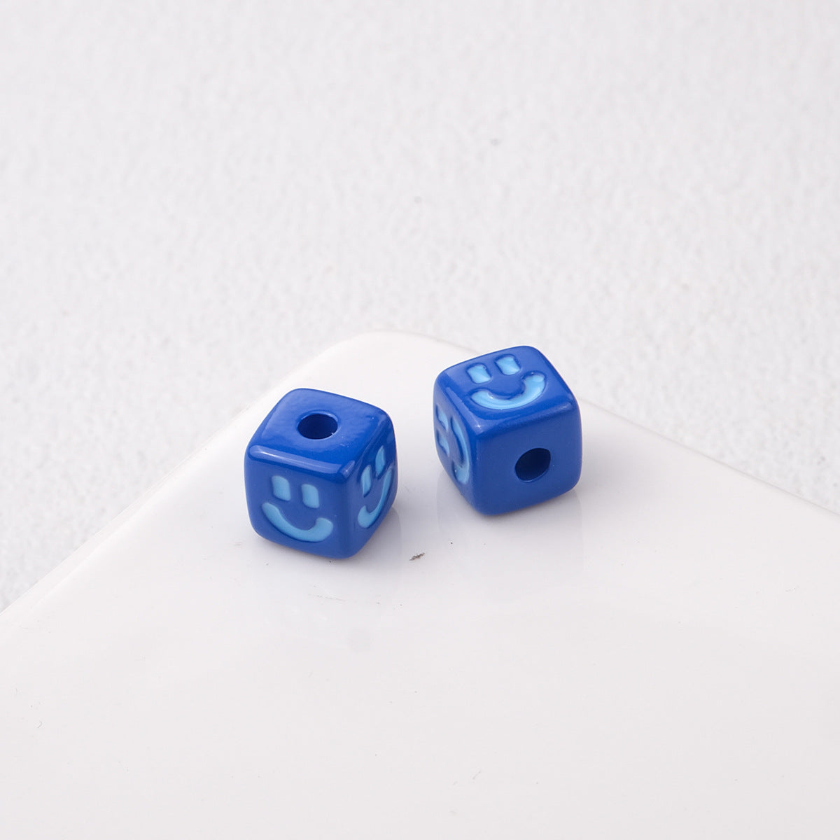 Colorful Smiley Square Acrylic Beads 9mm Enamel Glossy 20pcs 6