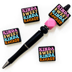 Silicone Focal Beads Kinda Sweet Kinda Savage Colorful Text 20pcs 3