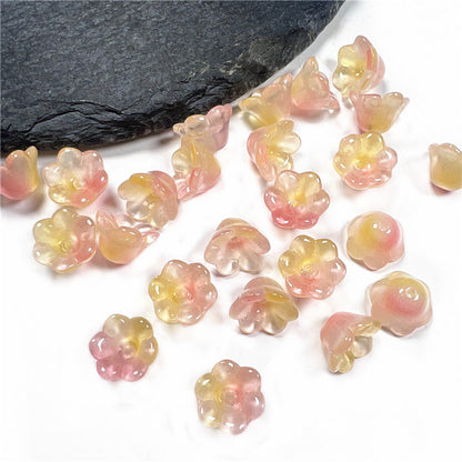 Wind Chime Flower Glass Beads 12mm Transparent Pink 50pcs 41