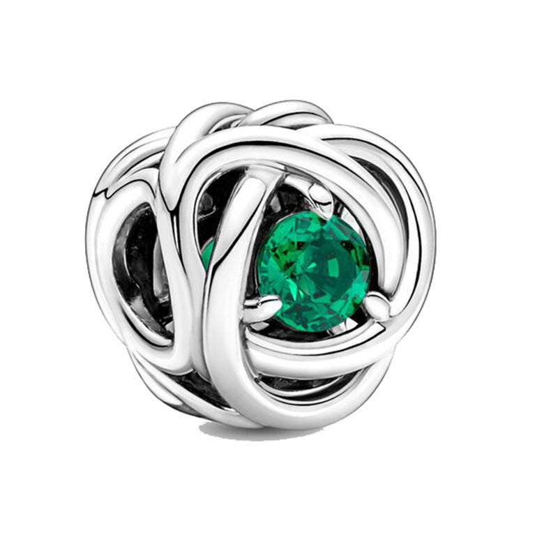 Ball Rhinestone Beads 10mm Birthstone Large Hole Silver Alloy 10pcs 6