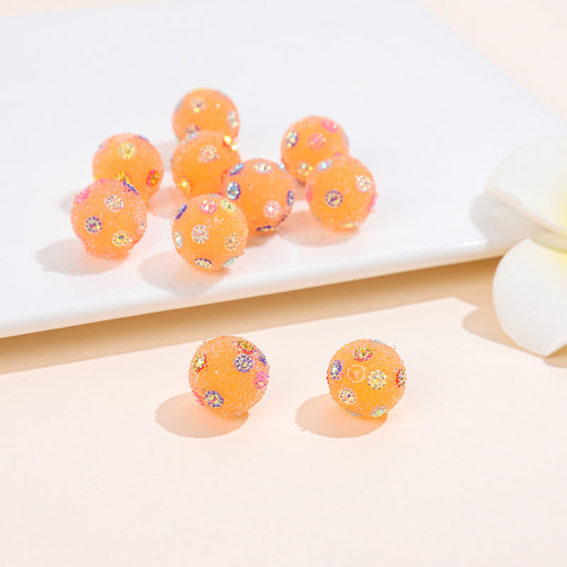 Rhinestone Bubblegum Beads 16-20mm Colorful Resin Sparkle 10pcs 14