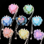 Tassel Rose Heart Clay Beads 25mm Colorful Polymer 2pcs 2