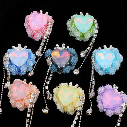 Tassel Rose Heart Clay Beads 25mm Colorful Polymer 2pcs 2