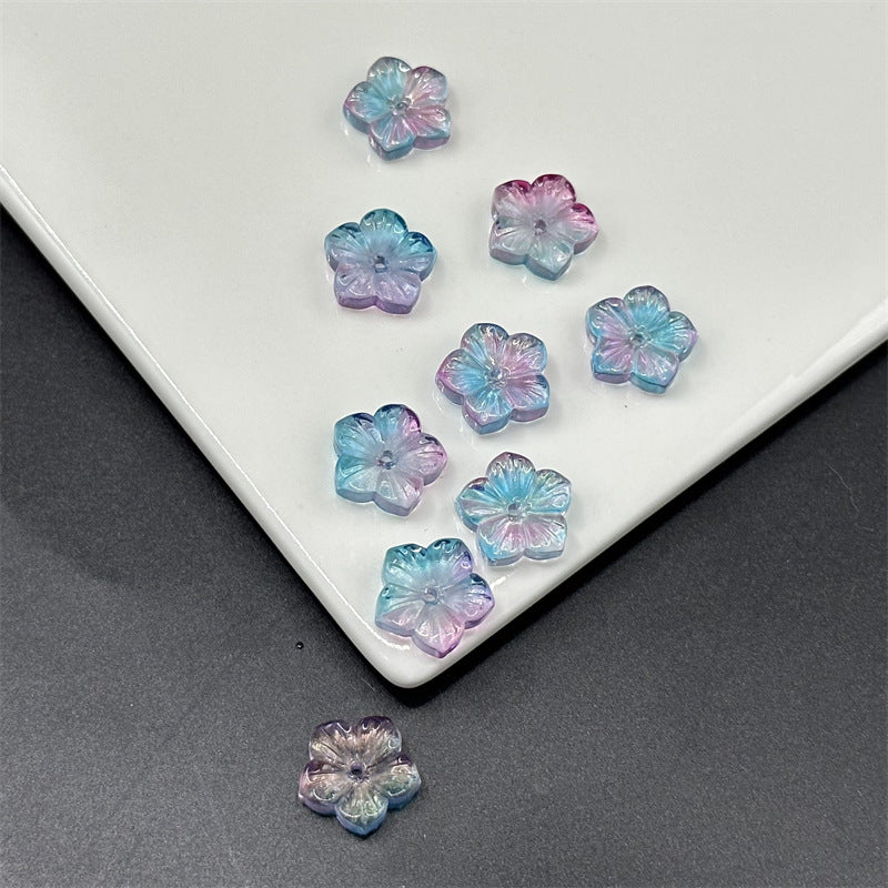 Czech Glass Beads Petals Pentagonal Plum Blossom 14mm Sky Blue 100pcs 10