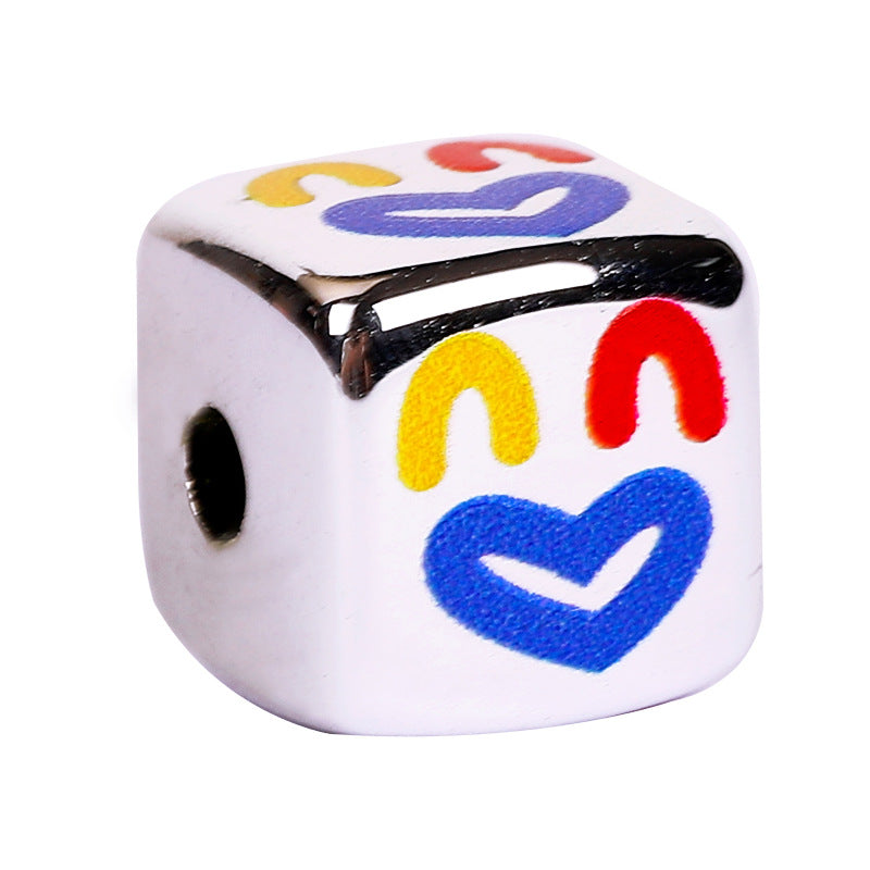 Cartoon Metallic Color Expression Acrylic Square Beads 14mm 10pcs 3