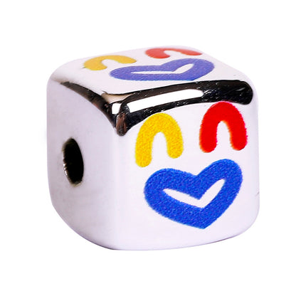 Cartoon Metallic Color Expression Acrylic Square Beads 14mm 10pcs 3