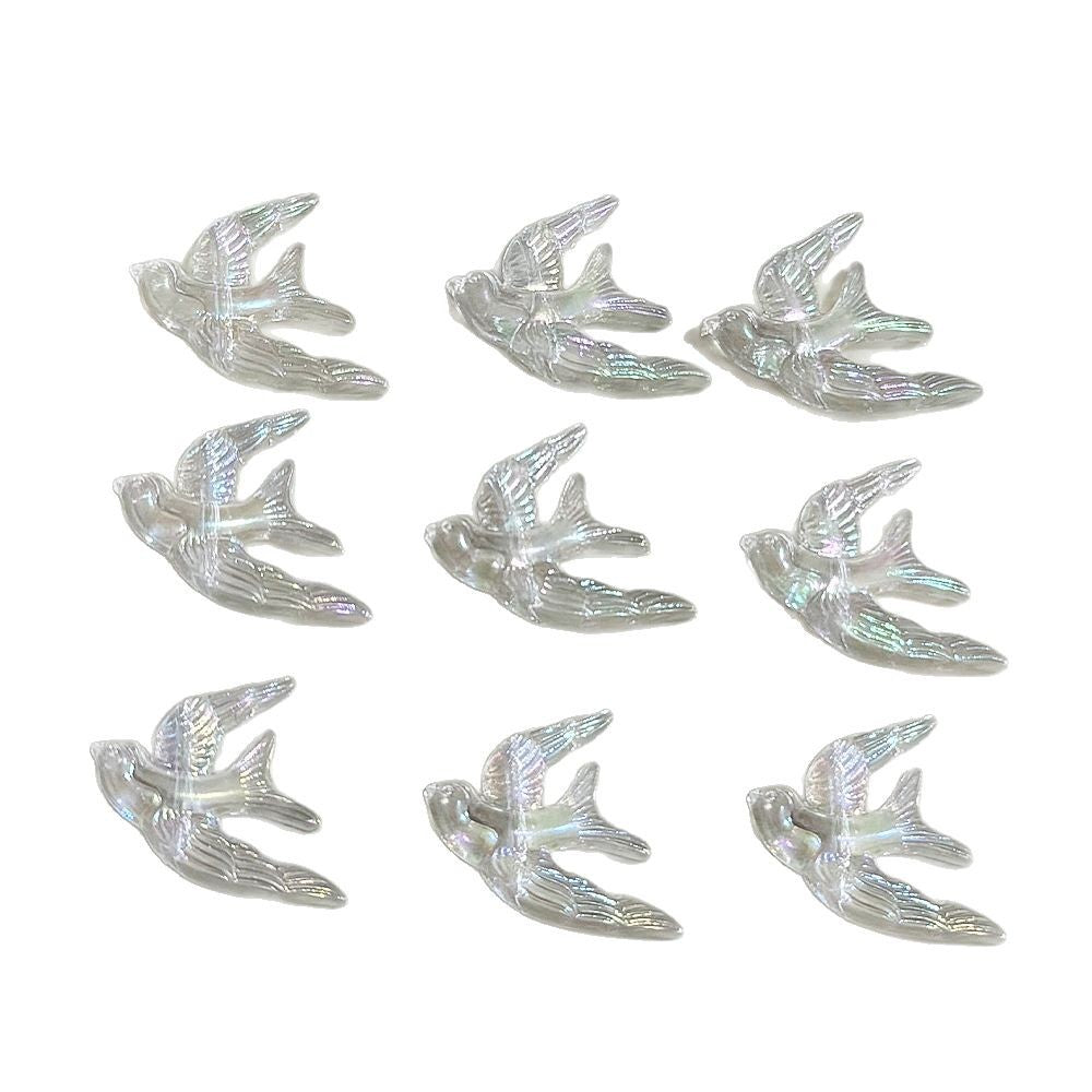 Plating Flying Bird Acrylic Beads 18mm Transparent 100pcs 5