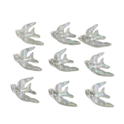 Plating Flying Bird Acrylic Beads 18mm Transparent 100pcs 5