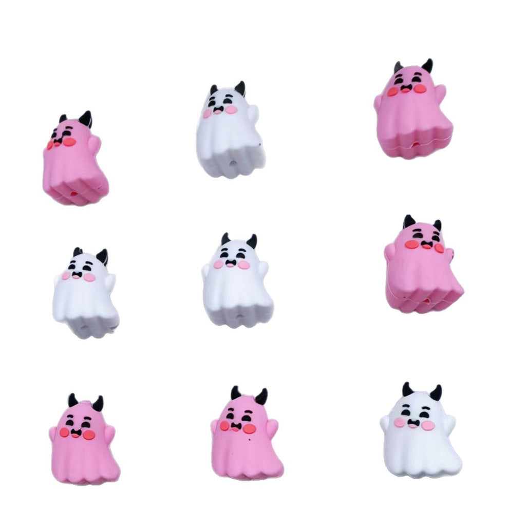 Silicone 3D Focal Beads Ghost Expression Blushing Cheeks Horns 20pcs 5