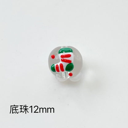 Hand Painted Christmas Enamel Glass Beads 12mm 14mm 1pc 18