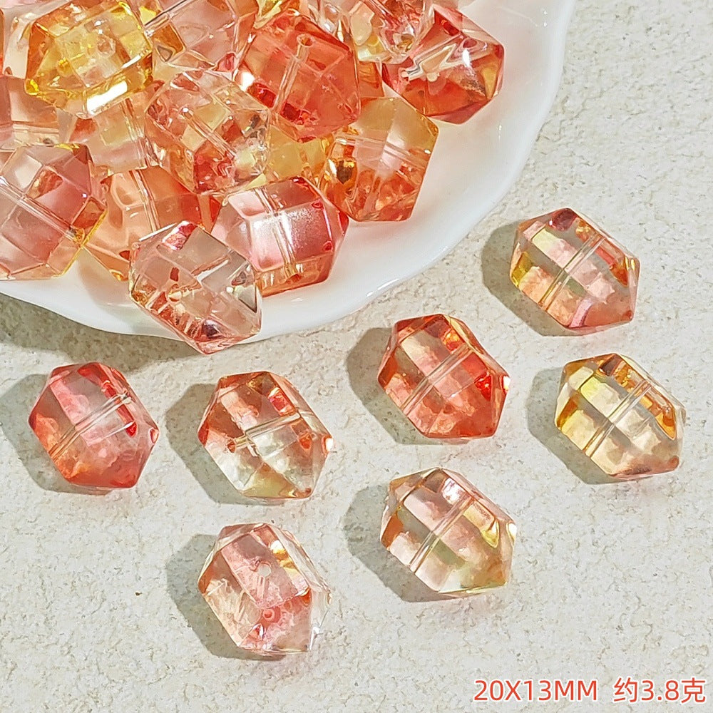 Gradient Faceted Hexagonal Prisms Glass Beads 20mm 25pcs 11