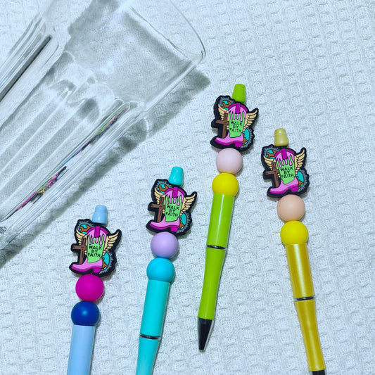 Silicone Focal Beads Walk By Faith Cross Color Boots Holding Boot Design 20pcs 2