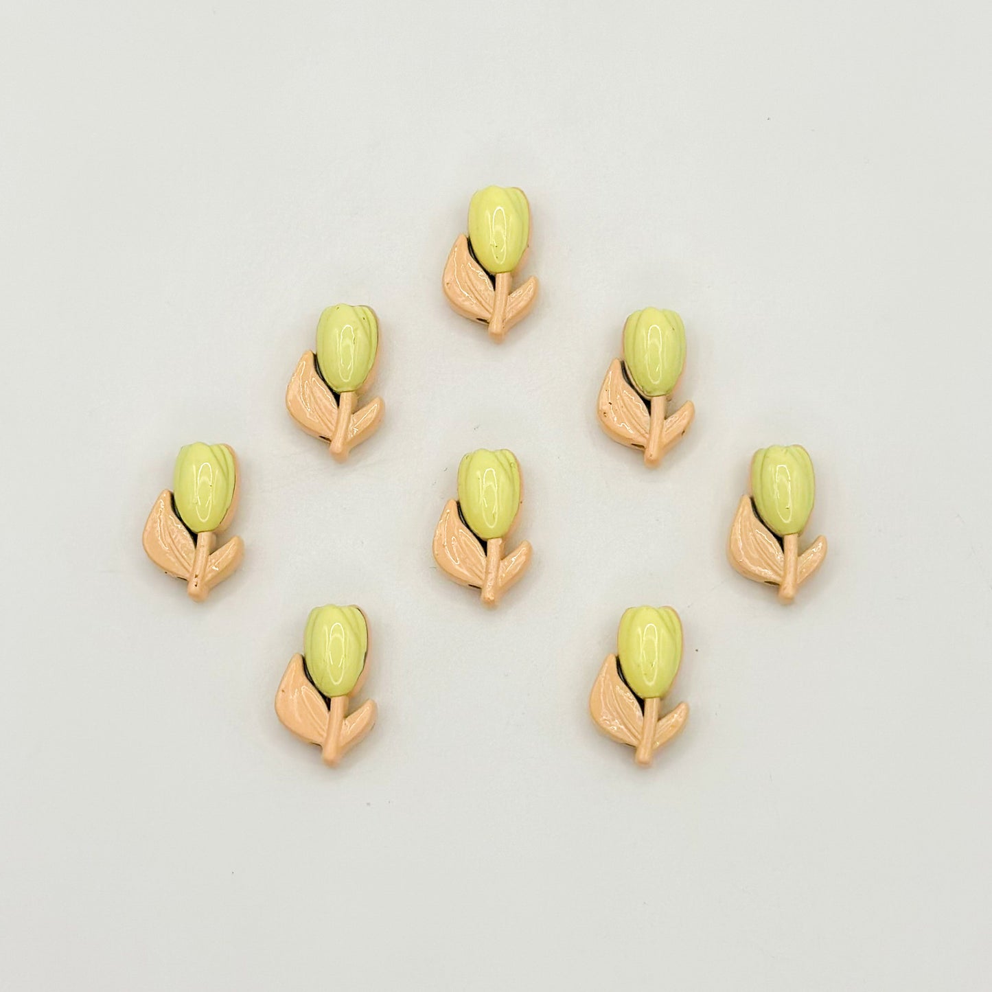 Tulip Metal Beads 14mm Two-Color Baking Painted Alloy 10pcs 12