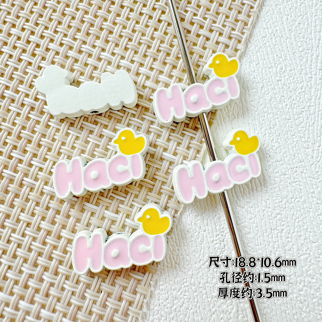 Signboard Metal Beads Painted Sanrio Series Colorful 10pcs 16