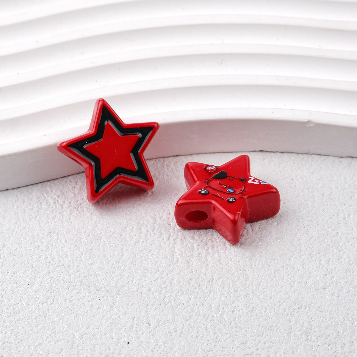 Star Acrylic Beads 22mm Cat Pattern Glossy Colorful 20pcs 5