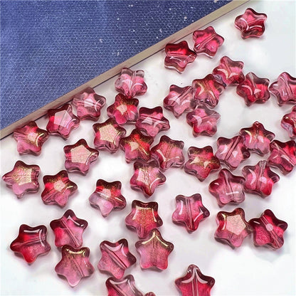 Small Star Czech Glass Beads 8mm Translucent Gold Flecked 50pcs 25