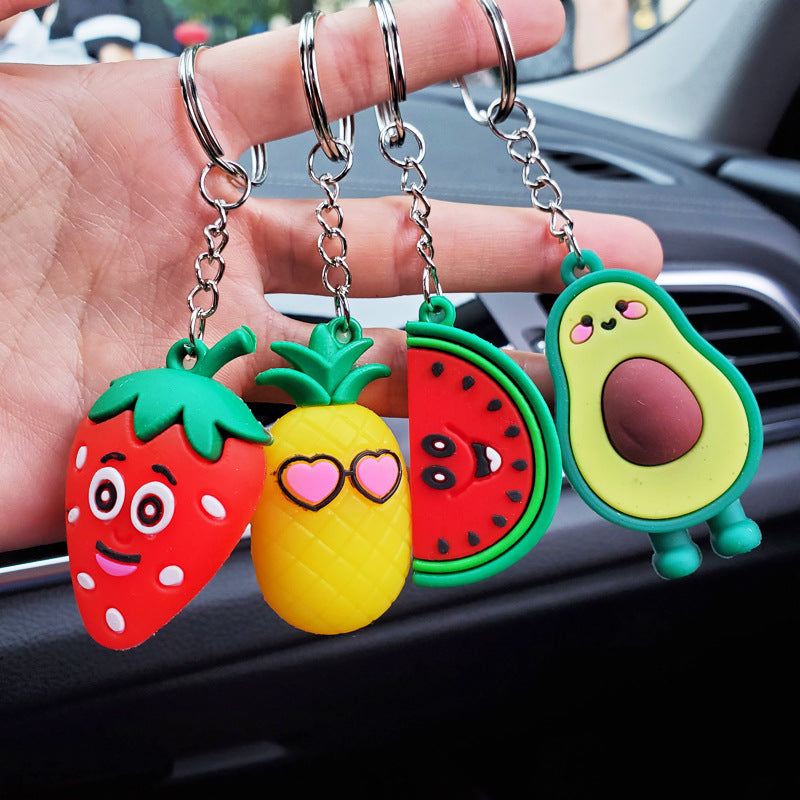 Soft Rubber Avocado Keychain Cute Fruit Charm Green
