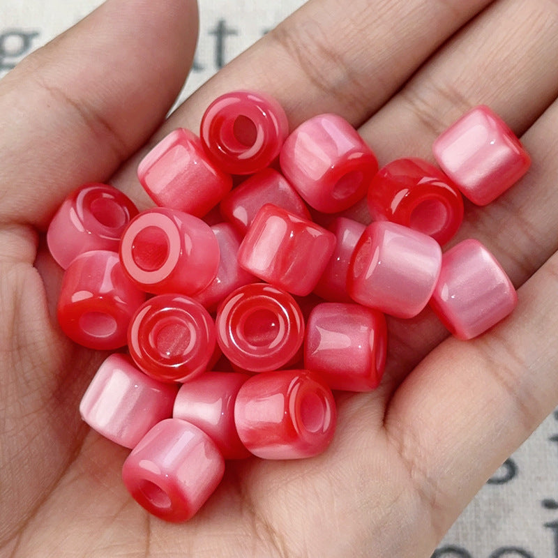 Gradient Color Resin Barrel Beads 10mm Chunky Navy to Sky Blue 10pcs 7
