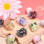 Polymer Clay Camellia Rhinestone Beads 30x15mm Double Sided 10pcs