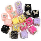 Butterfly Pentagram Cube Rhinestone Beads 22mm Vibrant Metal Embellished 5pcs