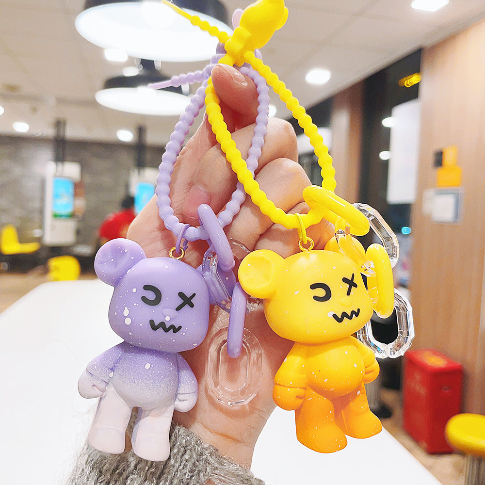 Creative Resin Cartoon Gradient Bear Keychain Metal Material 3