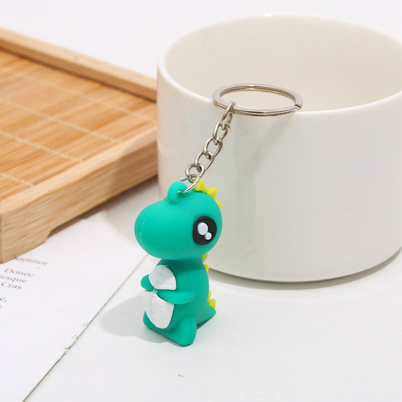 Silicone Dinosaur Couple Keychain Cute Colorful Dino Charm 5