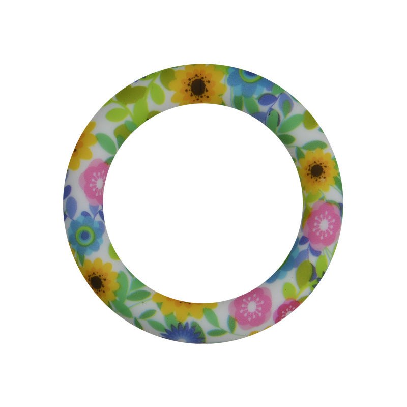 65mm Printed Silicone Rings Floral and Geometric Designs