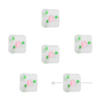 Frosted Square Glass Beads 12mm Hand-Painted Rose Design 4pcs 6